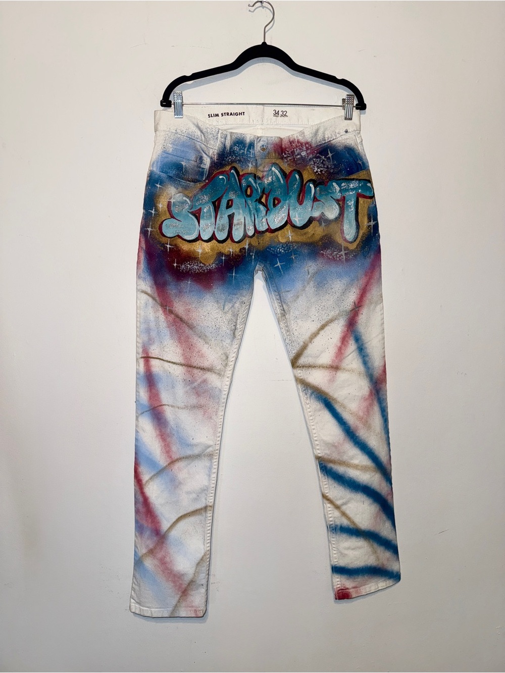 Custom 'Stardust' Spray-Painted White Jeans